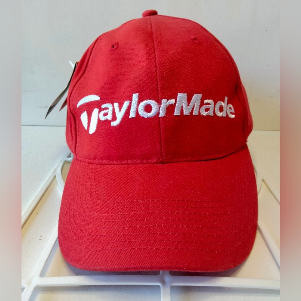 TaylorMade Golf Baseball Hat Cap Embroidered Red White Adjustable Strapback New
